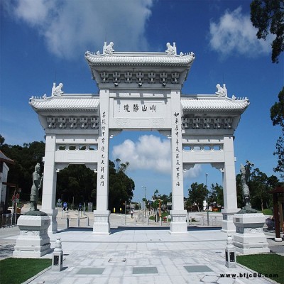 石牌坊廠家石雕牌坊芝麻白公園景區金泰石雕廠