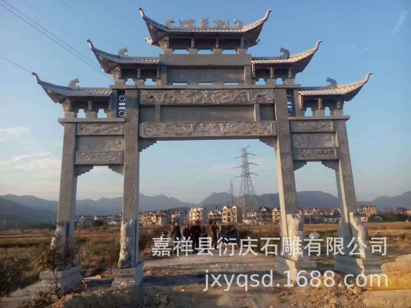 嘉祥石雕之鄉廠家直銷三門農村石雕牌坊街道小區標志性石牌坊牌樓示例圖16