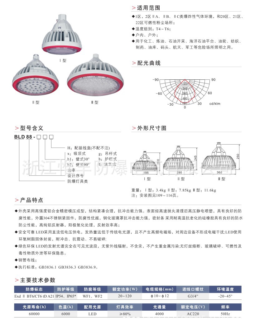 LED防爆燈/BLD88防爆燈/免維護(hù)LED防爆節(jié)能燈示例圖1