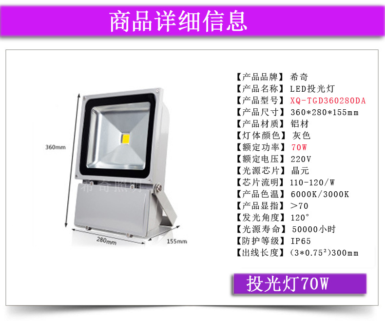 廣告射燈亮化工程led投光燈50W 綠化園林照樹燈外墻投射燈示例圖18