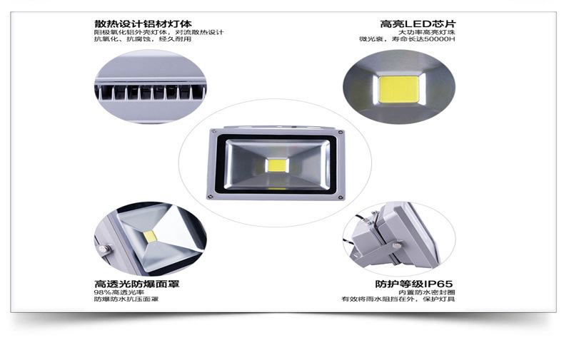 廣告射燈亮化工程led投光燈50W 綠化園林照樹燈外墻投射燈示例圖8