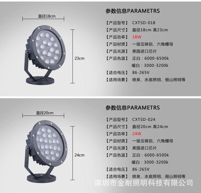 廠家直銷投光燈 防水耐用大功率戶外投光射燈戶外照明戶外投光燈示例圖5