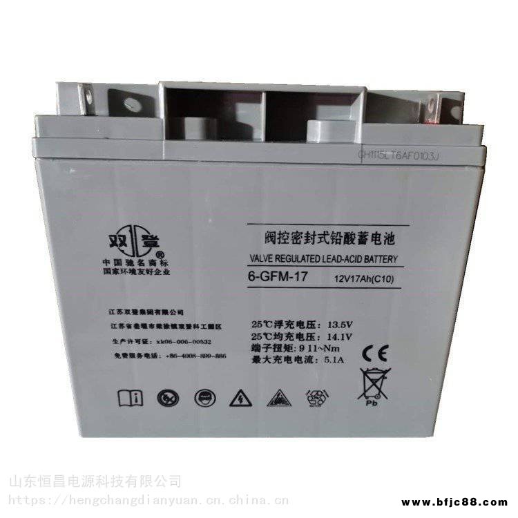 雙登蓄電池12V12AH太陽能UPS安防應急燈EPS航標儀器6-GFM-12