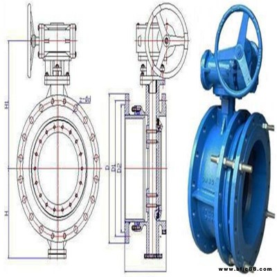 蝶閥，對夾蝶閥，渦輪法蘭蝶閥D34IX DN100