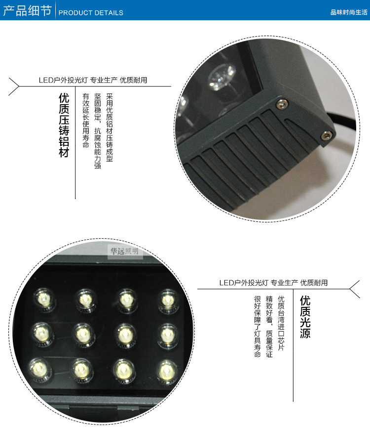 LED投光燈 隧道燈12W泛光燈戶外防水 廠家直銷貨源示例圖12