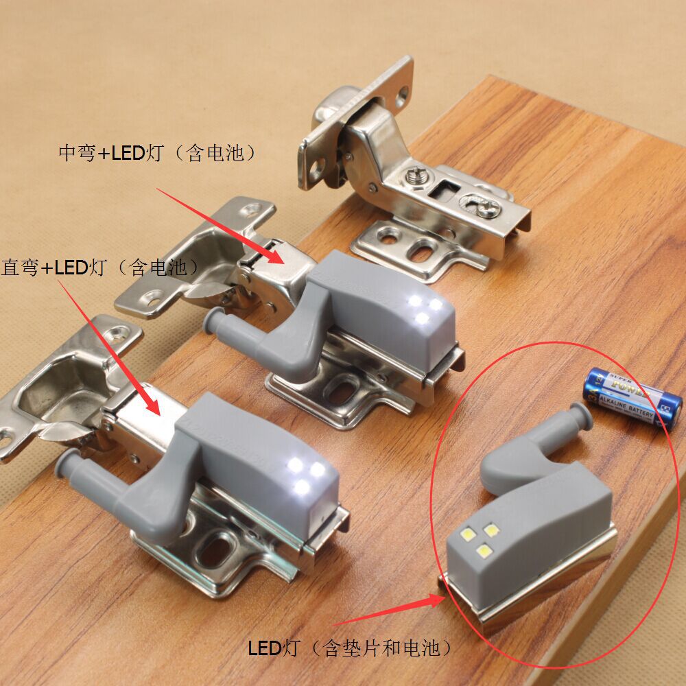 拉德鉸鏈led燈櫥柜門照明燈液壓阻尼緩沖煙斗合頁飛機隱形加厚示例圖1