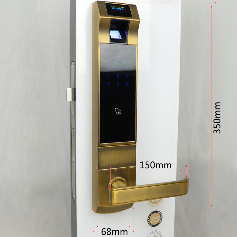 指紋密碼鎖 智能家用電子防盜門鎖 左右開通用型刷卡古銅門鎖示例圖7