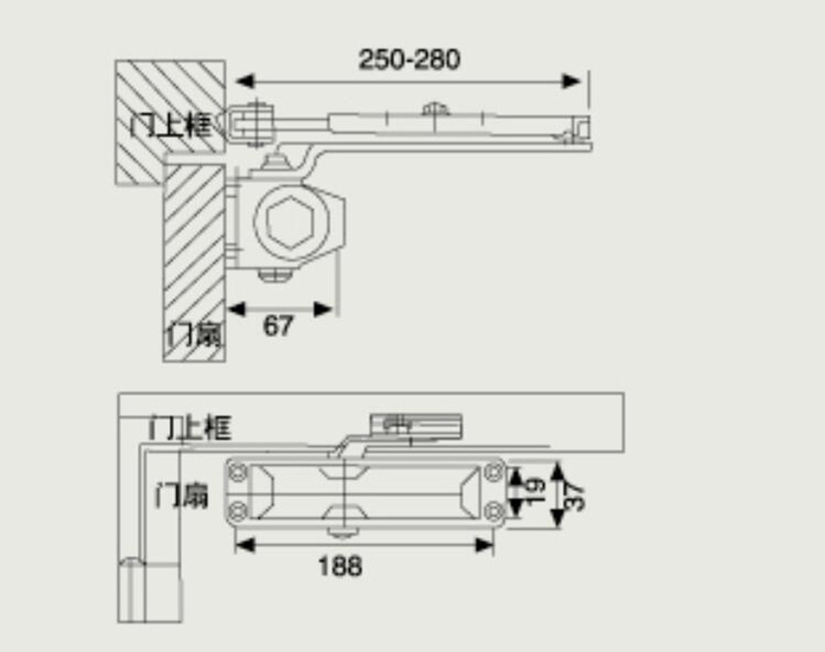 062液壓閉門器 大號鋁合金防火門自動可調緩沖90度非180度特價示例圖4