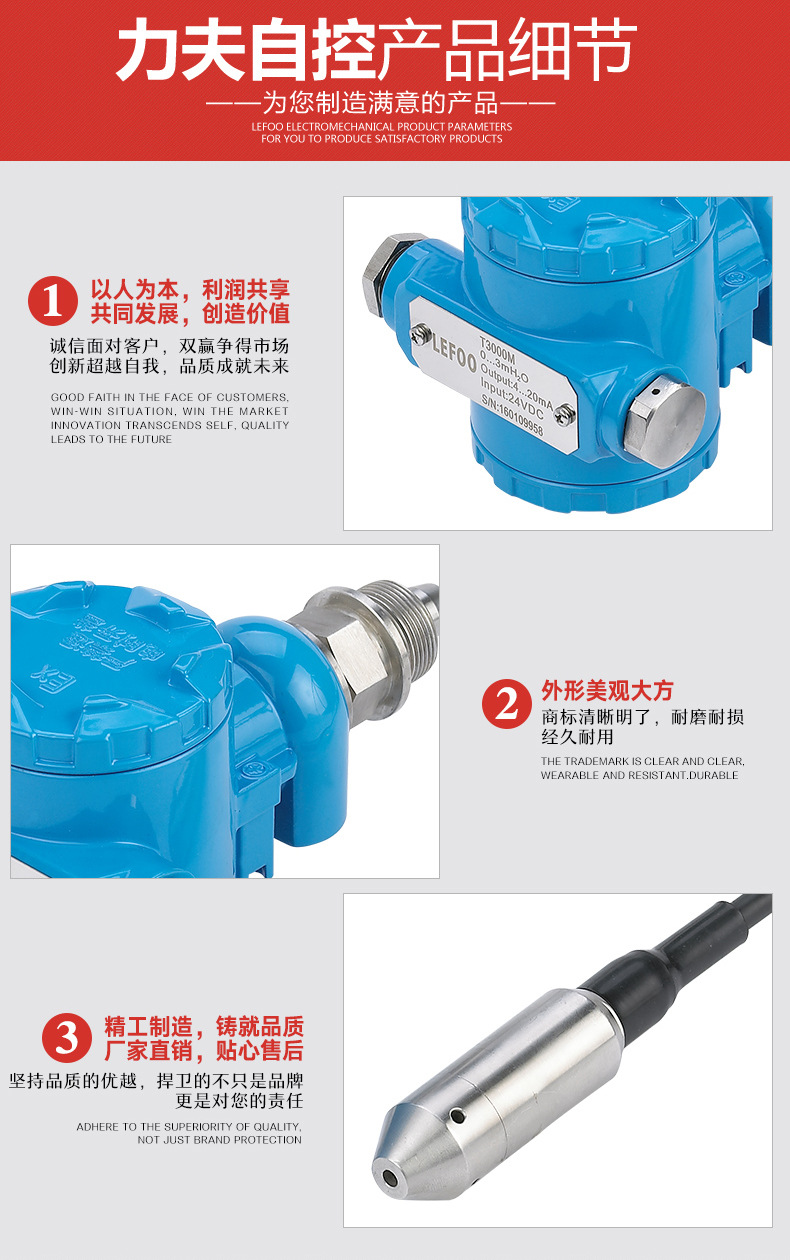 T3000液位壓力變送器、傳感器 投入式水位油箱液位計污水處理專用示例圖7