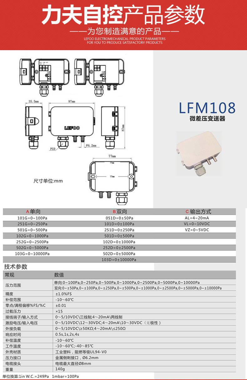 中央空調(diào)壓差變送器 高精度進(jìn)口芯片氣體在線檢測(cè)裝置 力夫直供示例圖5