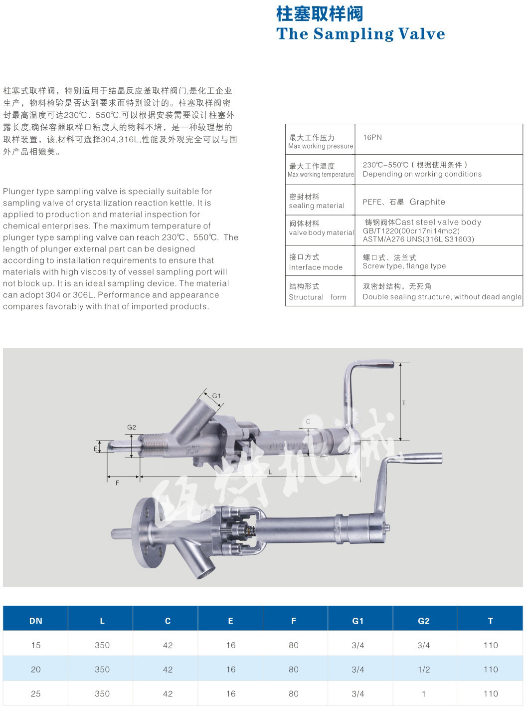 結(jié)晶物料柱塞取樣閥 不銹鋼柱塞放料閥 瀝青柱塞取樣閥示例圖105