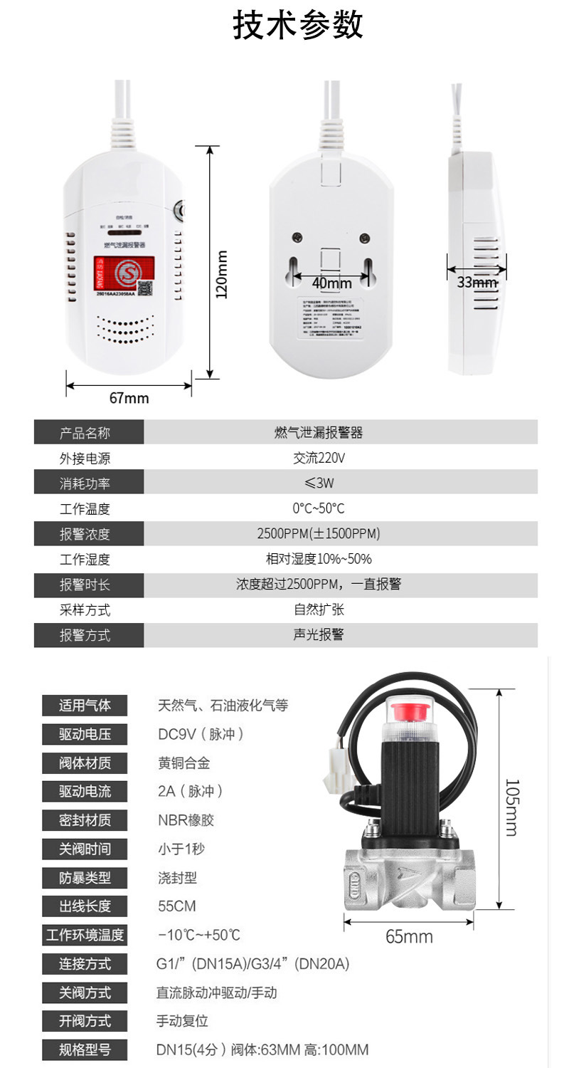 家用燃氣泄漏報警器聯動電磁閥自動斷氣消防3C認證煤氣燃氣報警器示例圖12