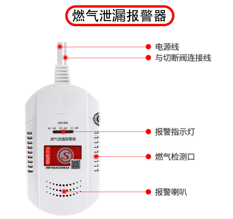 家用燃氣泄漏報警器聯動電磁閥自動斷氣消防3C認證煤氣燃氣報警器示例圖11