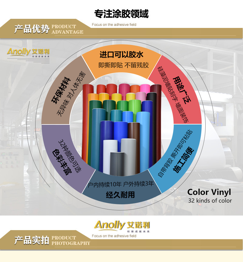 艾諾利防水PVC自粘墻貼加厚墻紙壁紙廠家直銷可定制即時貼刻字貼示例圖3