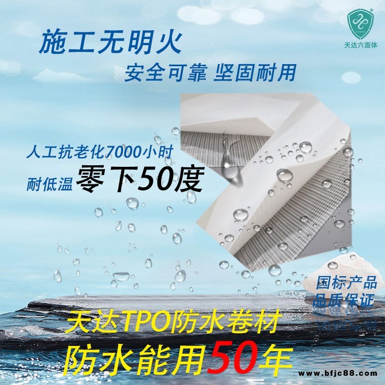 天達(dá)TPO防水卷材1.2mm非外露背襯型TPO防水卷材