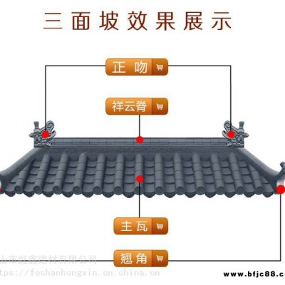 茂名仿古瓦 祥云正脊瓦 祥云翹角 正吻 仿古一體瓦 一體拼接瓦