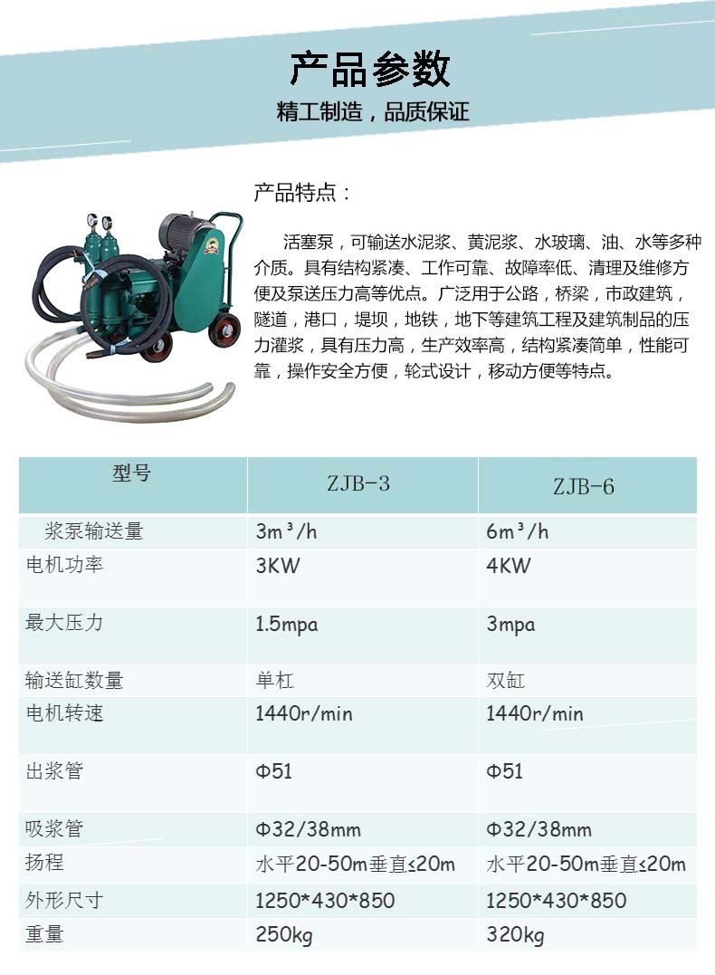 精恒單雙缸灰漿注漿泵生產基地 小型水泥灰漿注漿泵廠家直銷示例圖3